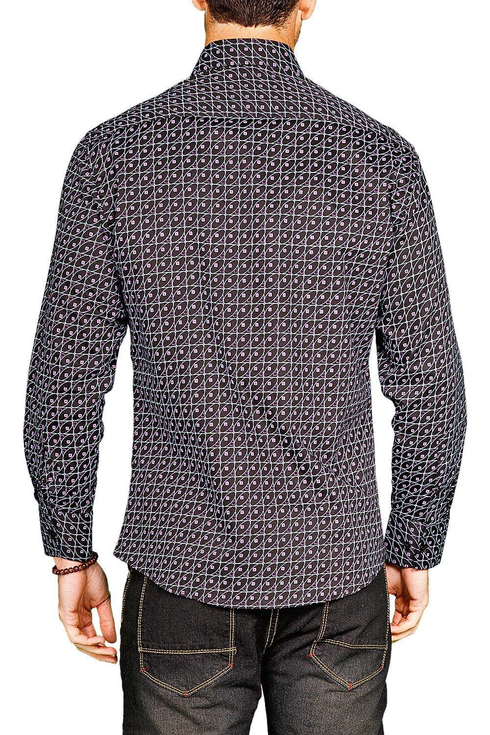 BESPOKE - Mens Black Button Up Long Sleeve Dress Shirt - Modern Fit - 172523 - www.bespokemoda.com