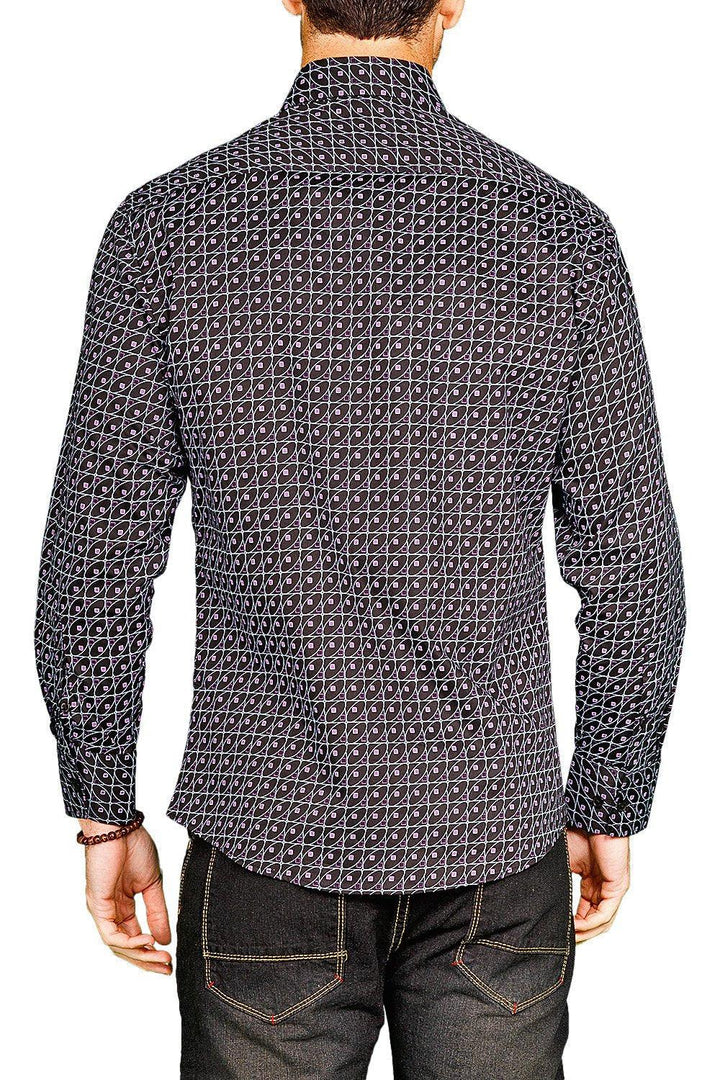 BESPOKE - Mens Black Button Up Long Sleeve Dress Shirt - Modern Fit - 172523 - www.bespokemoda.com