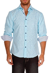 Men's Modern Fit Cotton Button Up Soft Mint Feathers