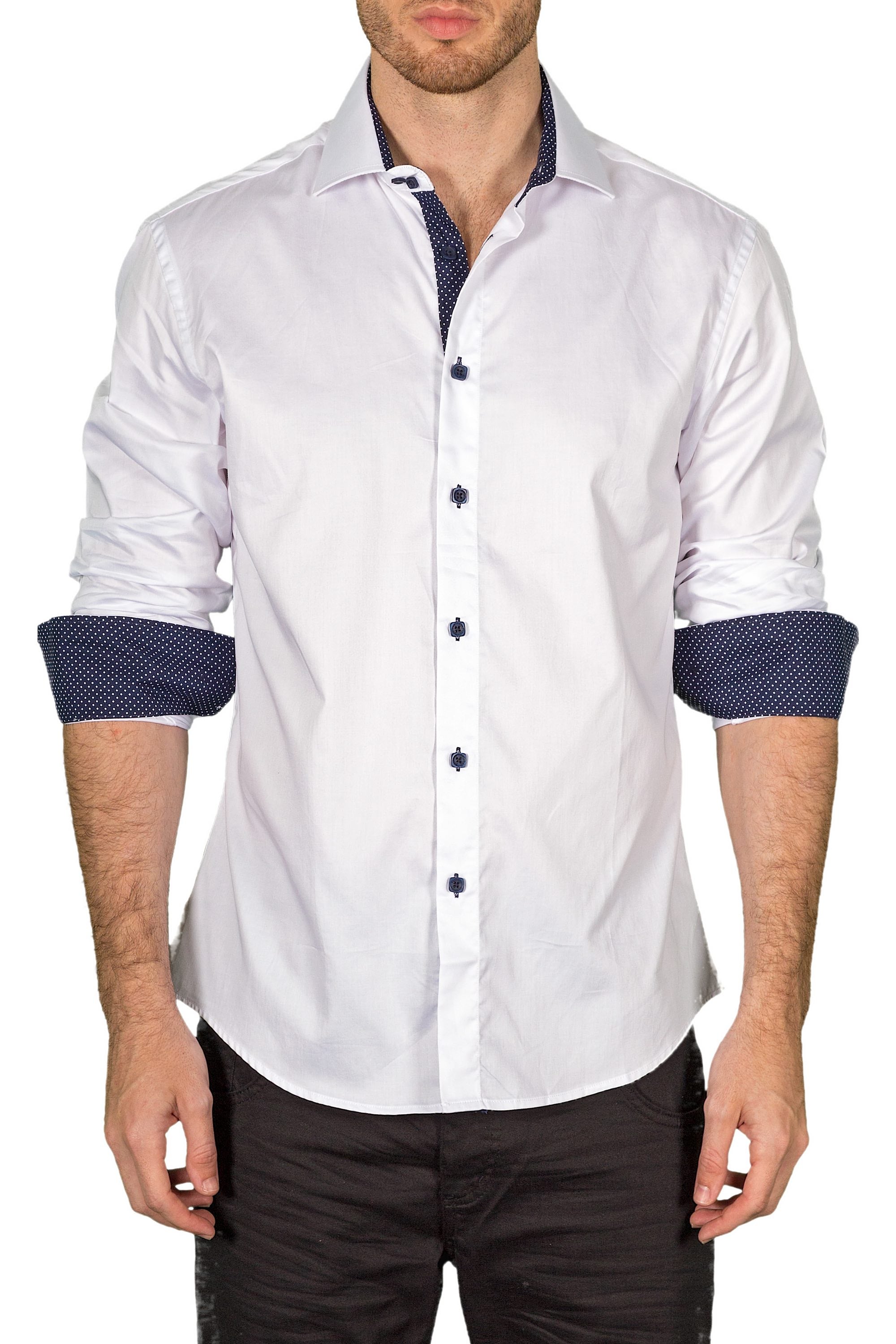 BESPOKE - Mens White Button Up Long Sleeve Dress Shirt - Modern Fit ...