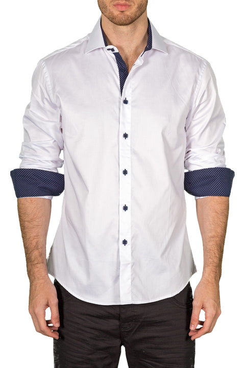 Men's Modern Fit Cotton Button Up Solid White