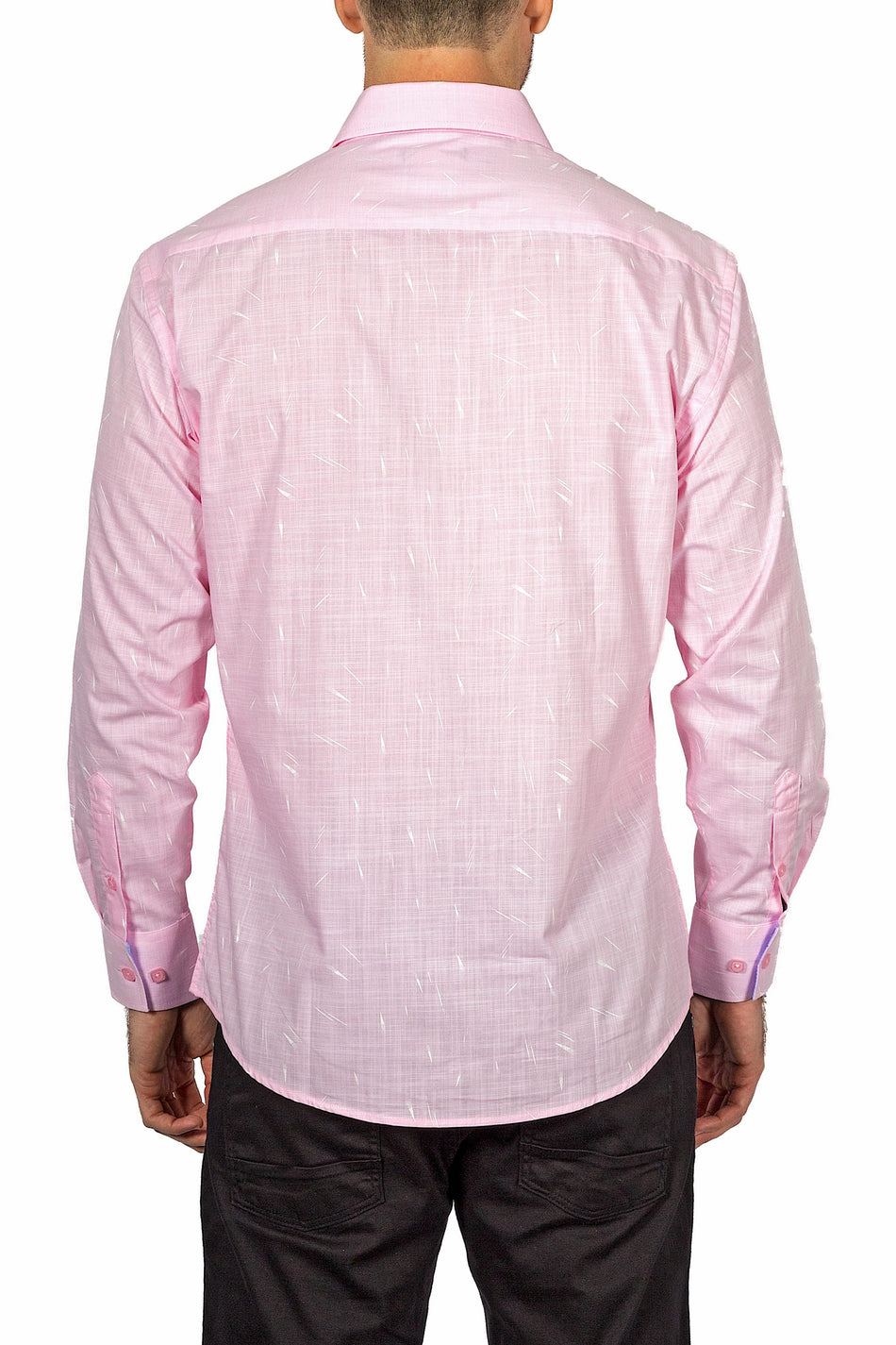 BESPOKE - Mens Pink Button Up Long Sleeve Dress Shirt - Modern Fit - 172611 - www.bespokemoda.com