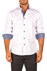 Men's White Button Up Long Sleeve Dress Shirt