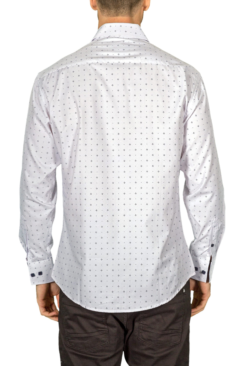 Men's Modern Fit Cotton Button Up White Pattern
