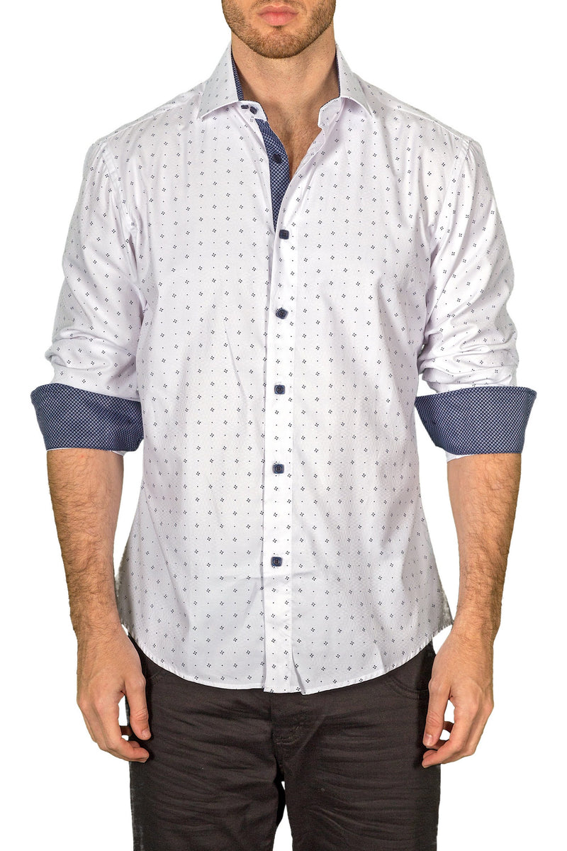 BESPOKE - Mens White Button Up Long Sleeve Dress Shirt - Modern Fit ...