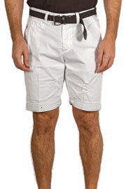 Men's Belted Short White with Distress Detail