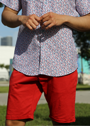 Flat Front Shorts Solid Red