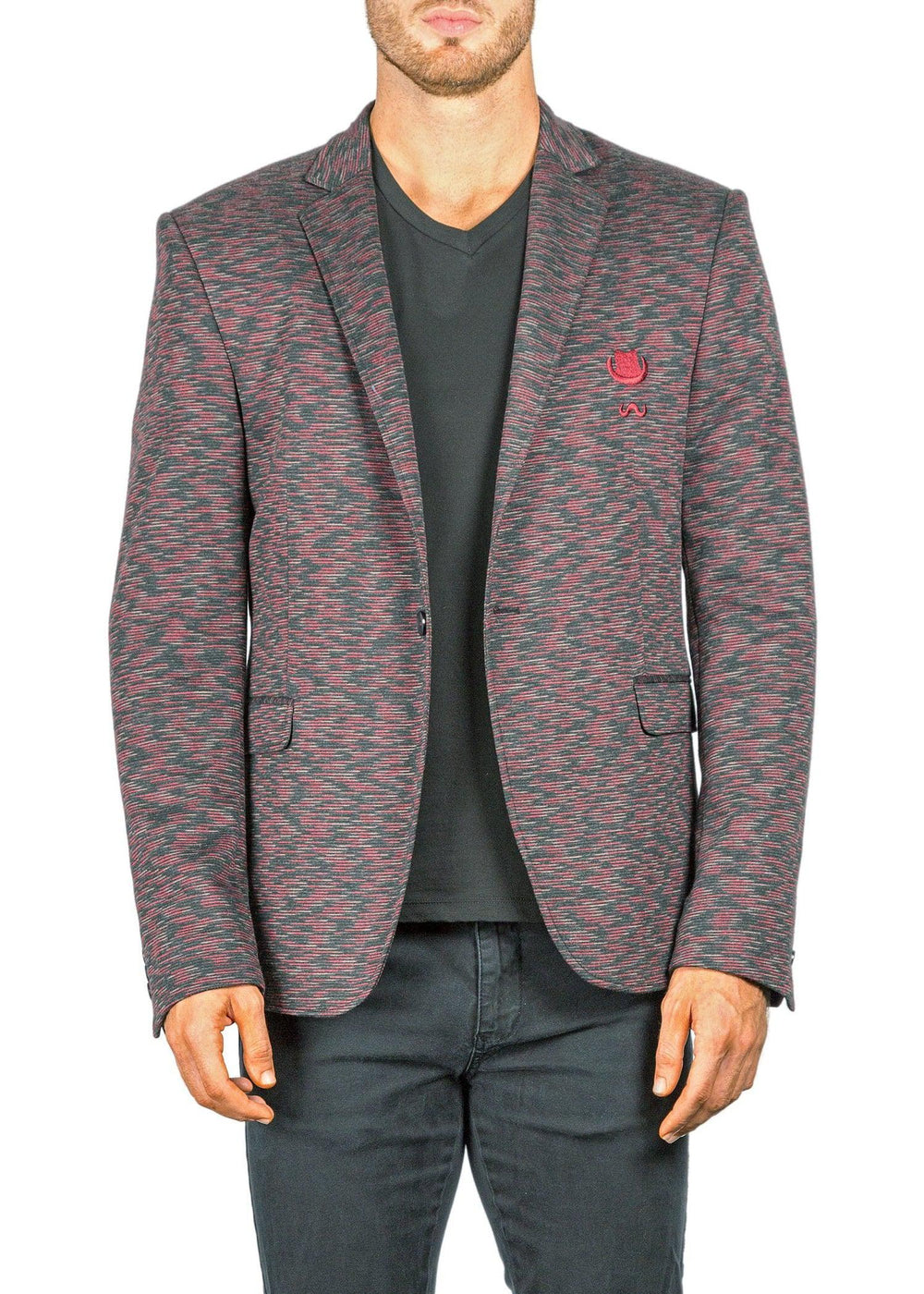 BESPOKE - Burgundy Embroidered Pattern Evening Blazer - 174109 - www.bespokemoda.com