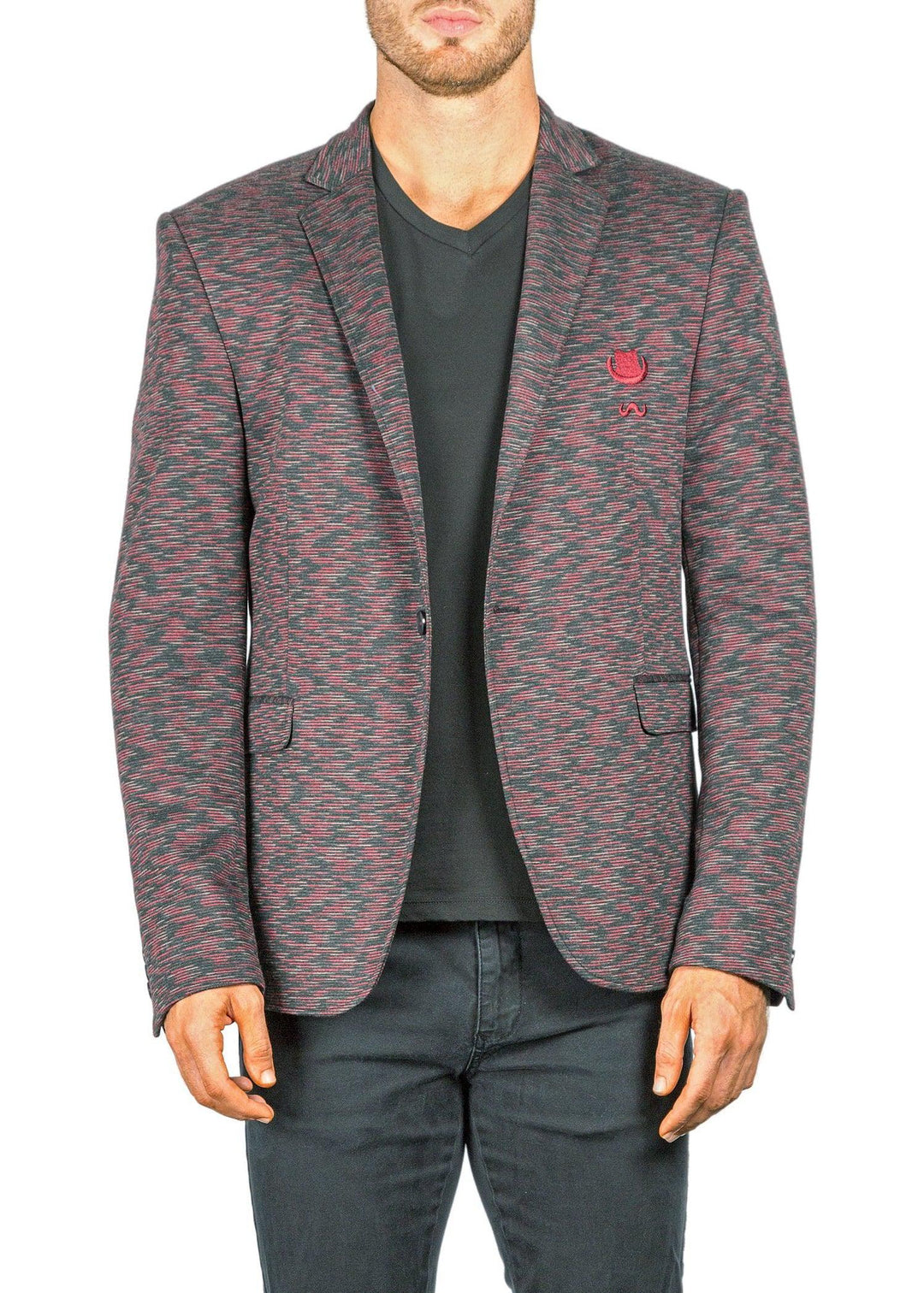 BESPOKE - Burgundy Embroidered Pattern Evening Blazer - 174109 - www.bespokemoda.com