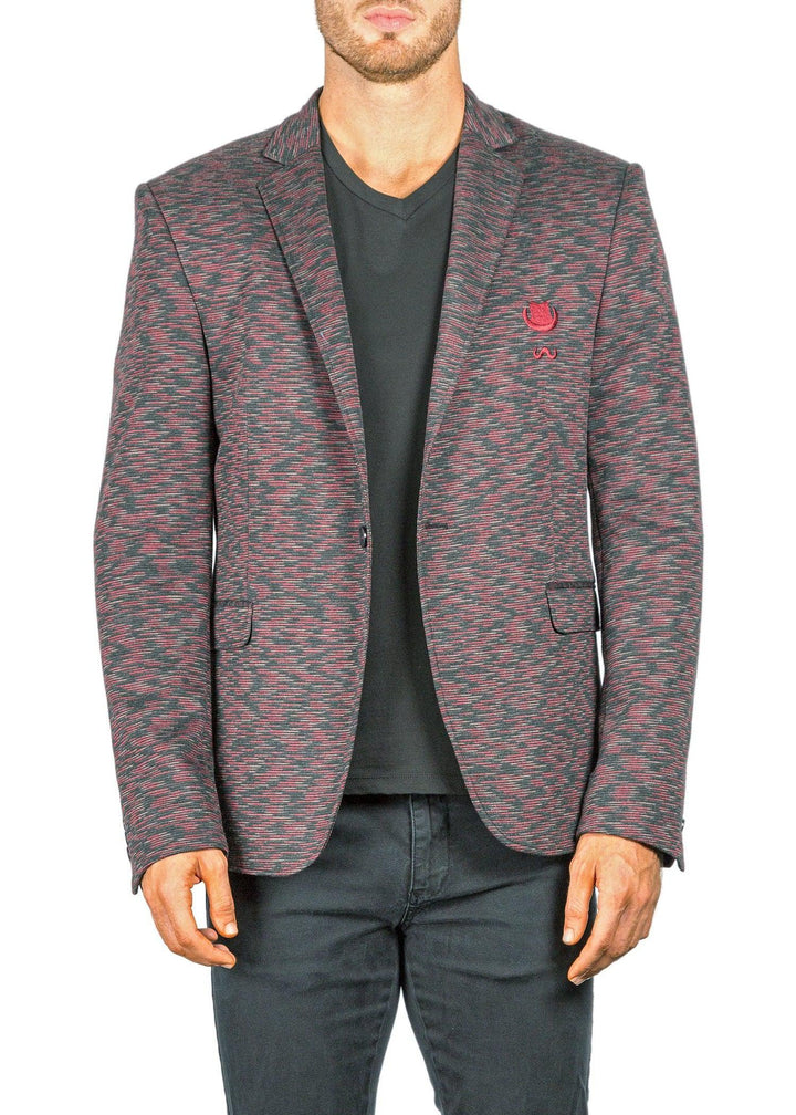 BESPOKE - Burgundy Embroidered Pattern Evening Blazer - 174109 - www.bespokemoda.com
