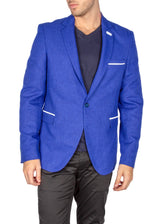 Men's Classic Fit Evening Blazer Royal Blue with Contrast Pockets