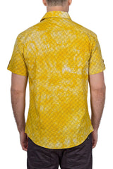 BESPOKE - Mens Yellow Button Up Short Sleeve Dress Shirt - Modern Fit - 182103 - www.bespokemoda.com