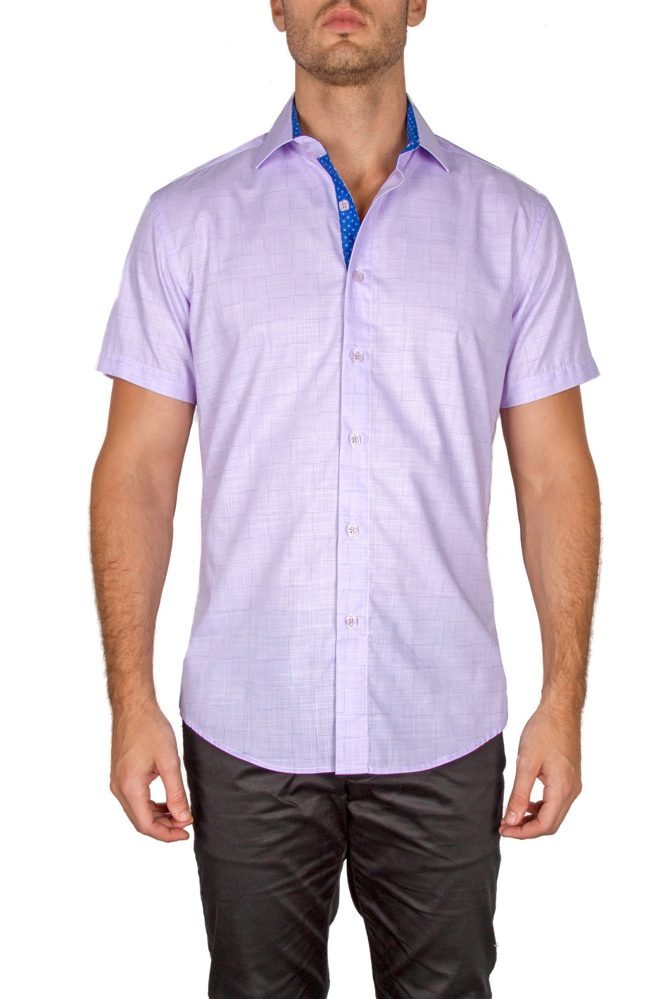 182114-mens-lilac-button-up-short-sleeve-dress-shirt