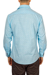 Men's Turquoise Long Sleeve Button Up