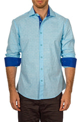 Men's Turquoise Long Sleeve Button Up