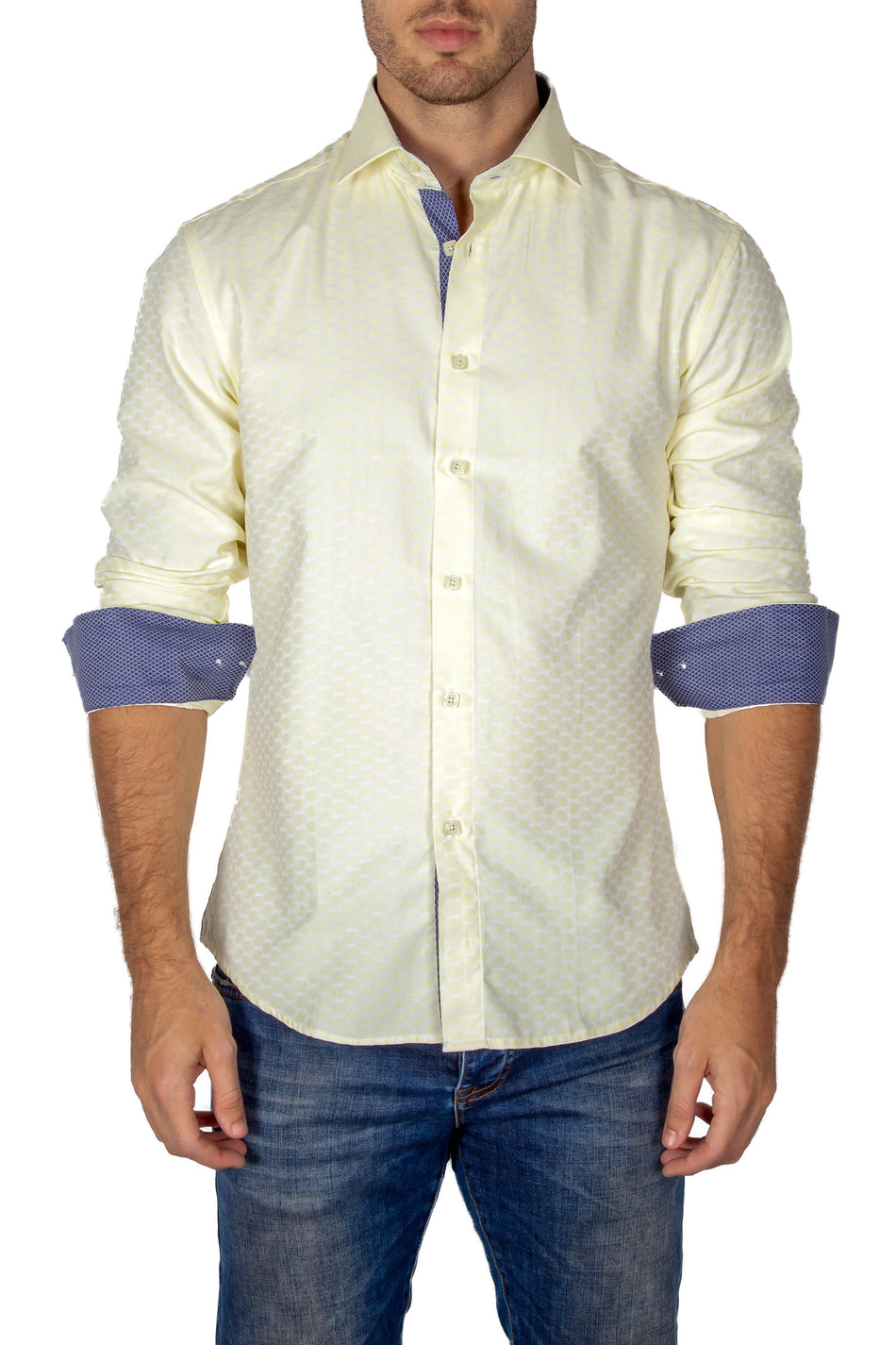 Men's Yellow Long Sleeve Button Up