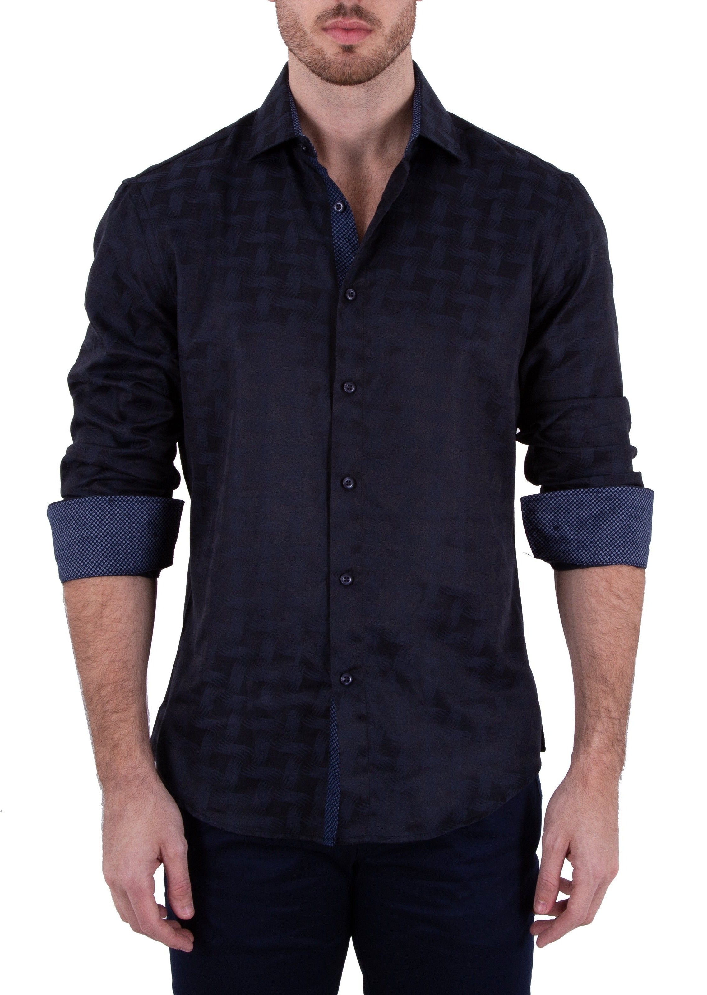 BESPOKE - Mens Black Button Up Long Sleeve Dress Shirt - Modern Fit -  182274 - www.bespokemoda.com– BESPOKE MODA