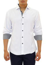 Men's Solid White Long Sleeve Button Up