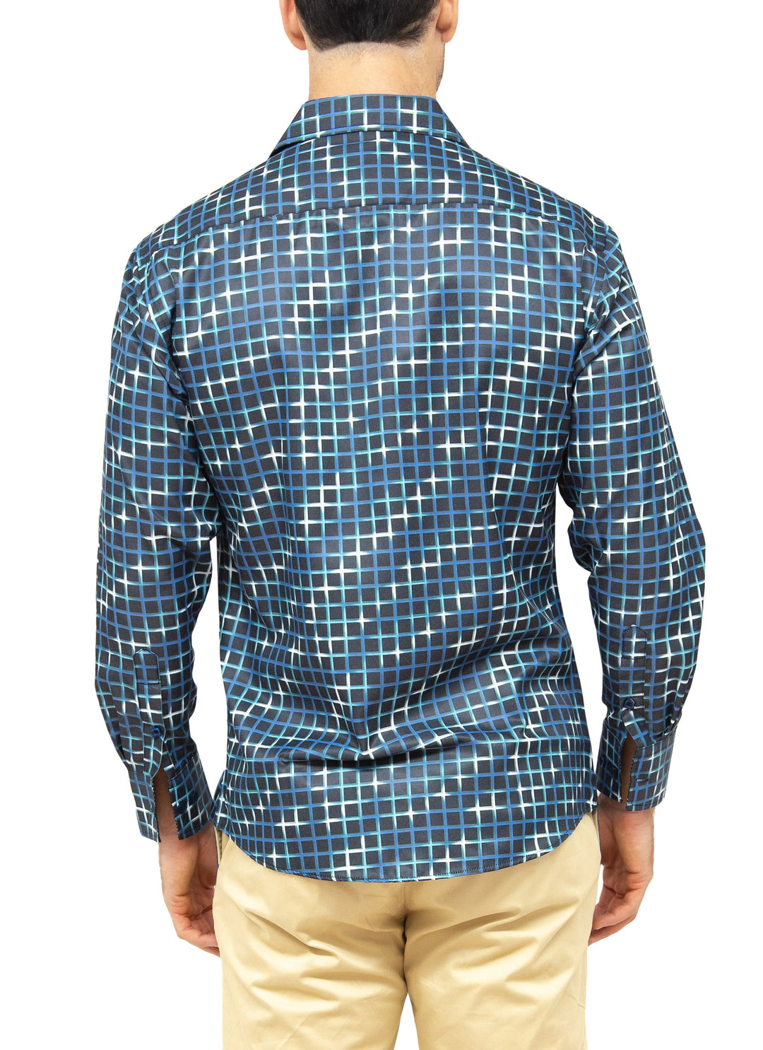 Men's Black Checkered Long Sleeve Button Up