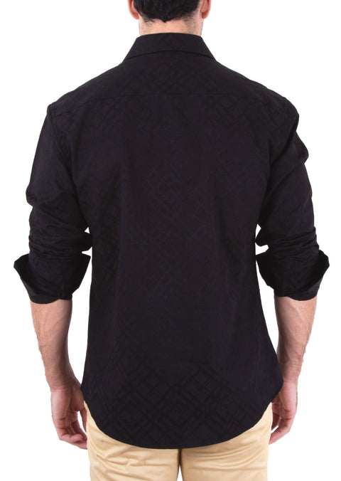 Men's Black Button Up Long Sleeve Dress Shirt