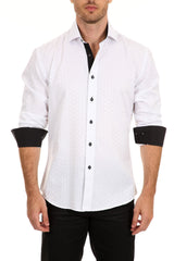 Optical Illusion Texture Long Sleeve Dress Shirt White