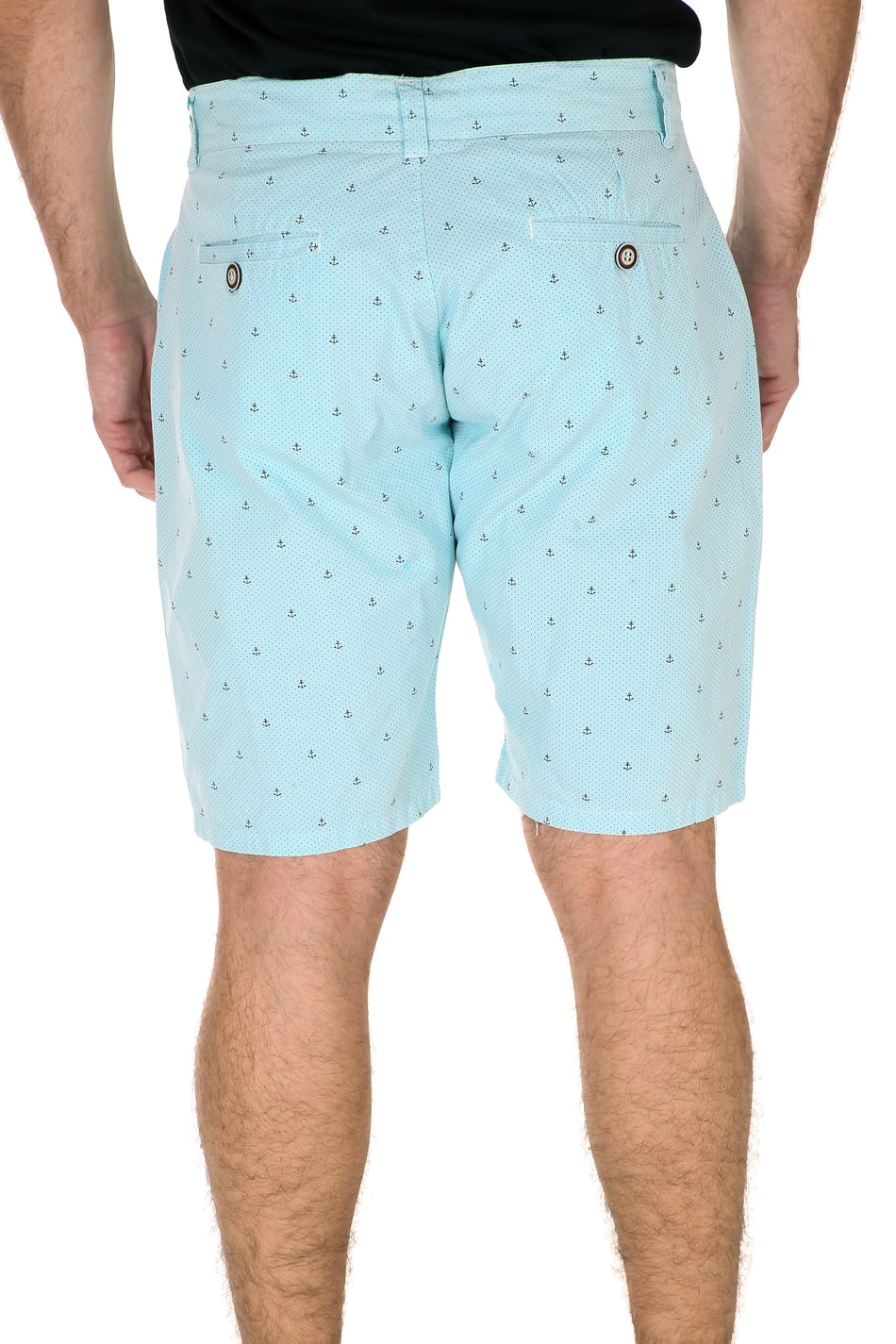 Anchor Microprint Cotton Shorts Turquoise