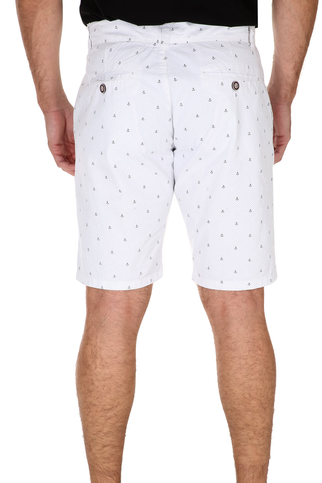 Anchor Microprint Cotton Shorts White