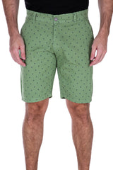 Sailboat Print Cotton Shorts Green