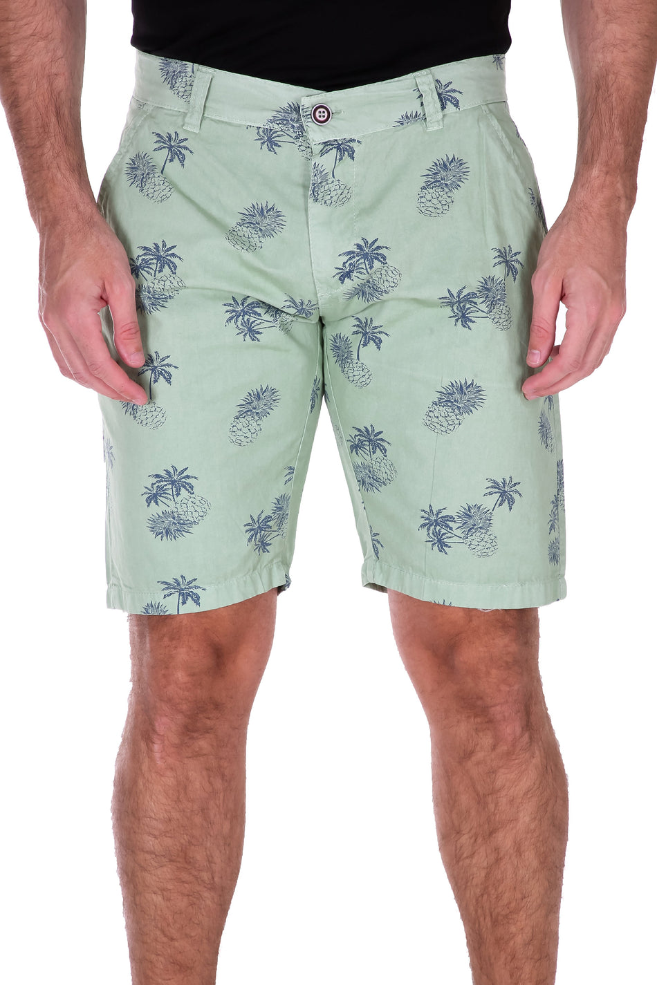 Pineapple Print Cotton Shorts Green
