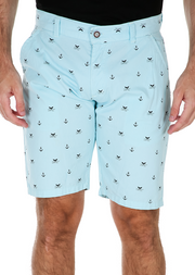 Nautical Printed Cotton Shorts Turquoise