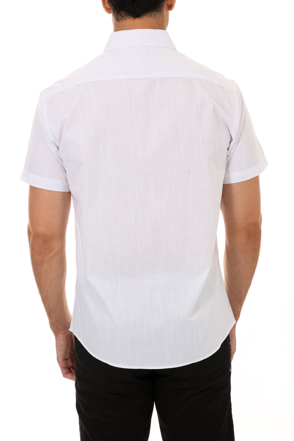BESPOKE - Mens White Button Up Short Sleeve Dress Shirt - Modern Fit ...
