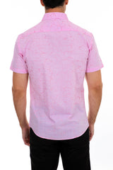Pink Watercolor Dot Short Sleeve Dress Shirt