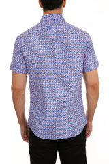 Light Blue Microprint Short Sleeve Dress Shirt