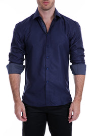 192221 - Men's Navy  Button Up Long Sleeve Dress Shirt