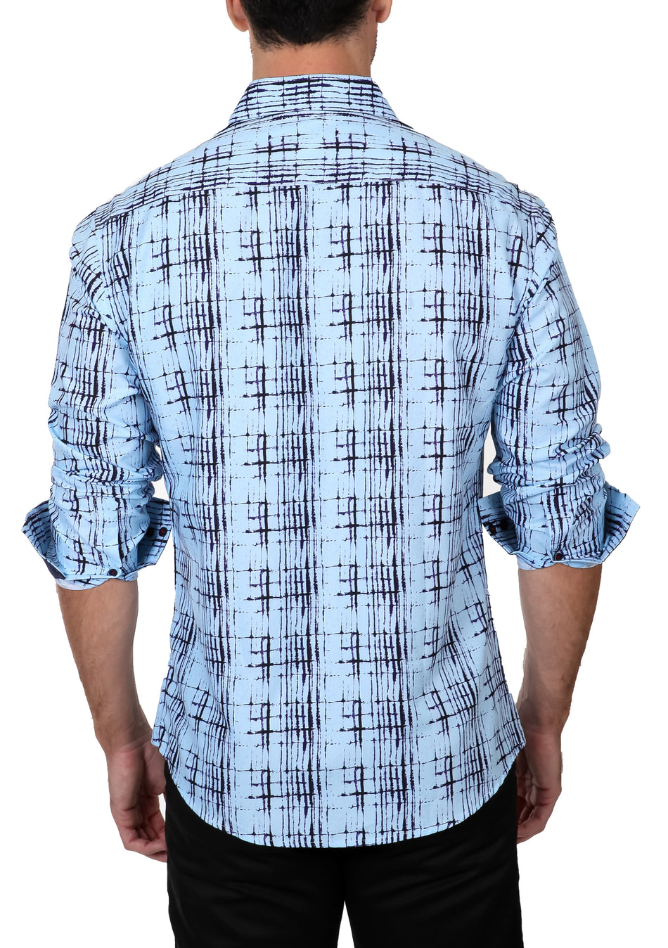 192260 - Men's Blue Button Up Long Sleeve Dress Shirt
