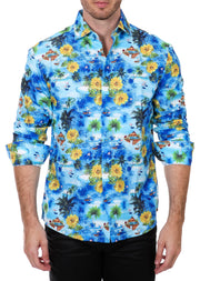 Tropical Sunflower Button Up Long Sleeve Dress Shirt