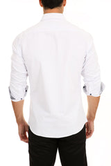 Solid White Button Up Long Sleeve Dress Shirt