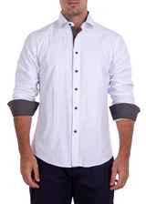 Men's Solid White Button Up Long Sleeve Dress Shirt