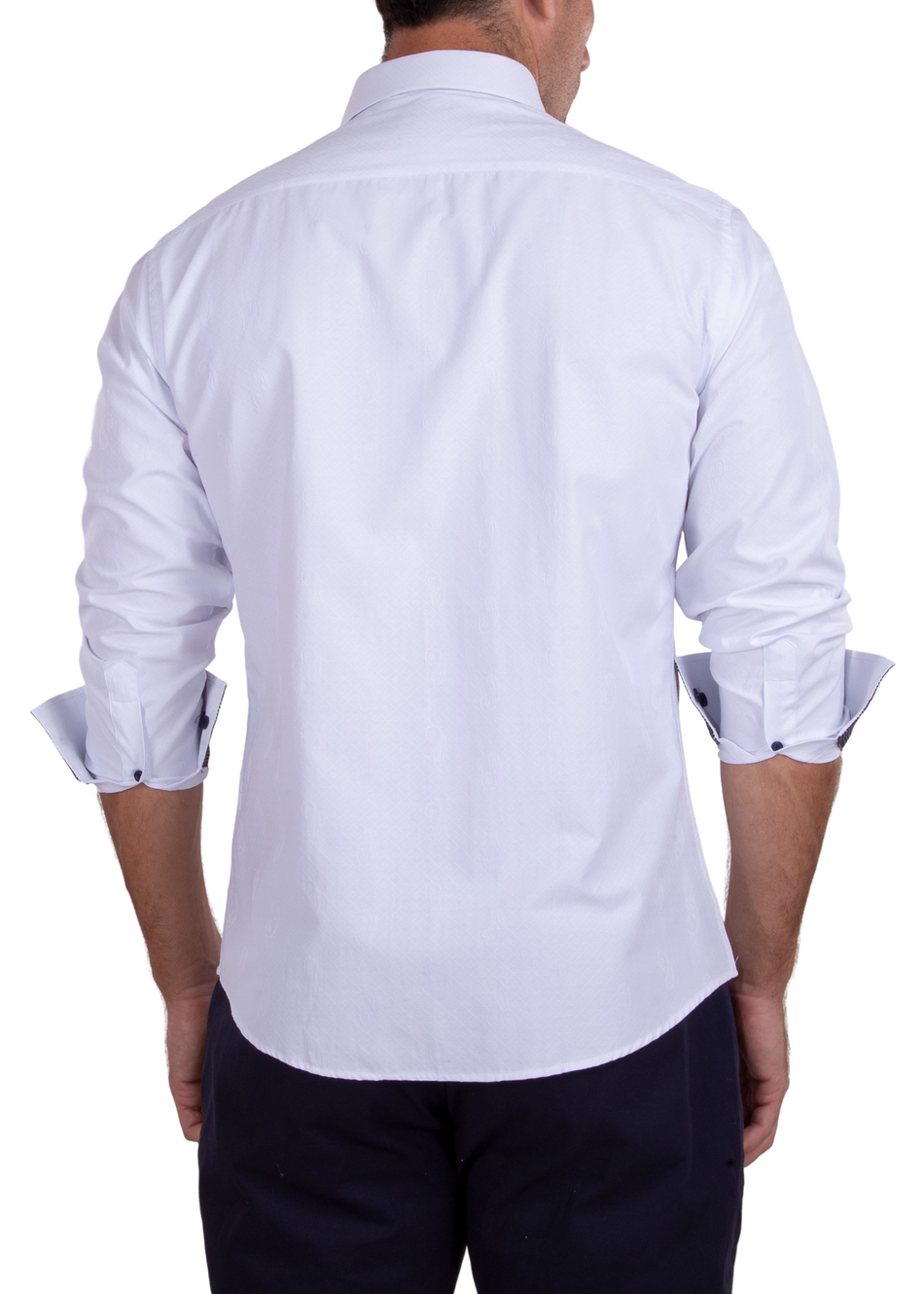 Men's Solid White Button Up Long Sleeve Dress Shirt
