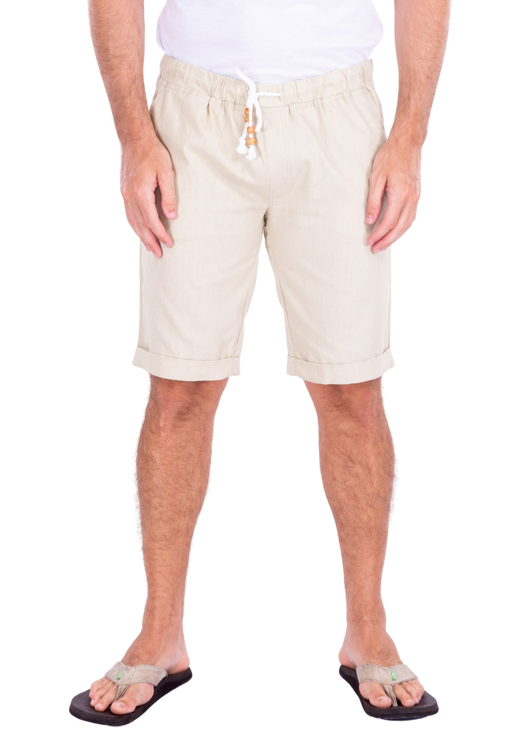 Men's Essentials Linen Drawstring Shorts Solid Khaki