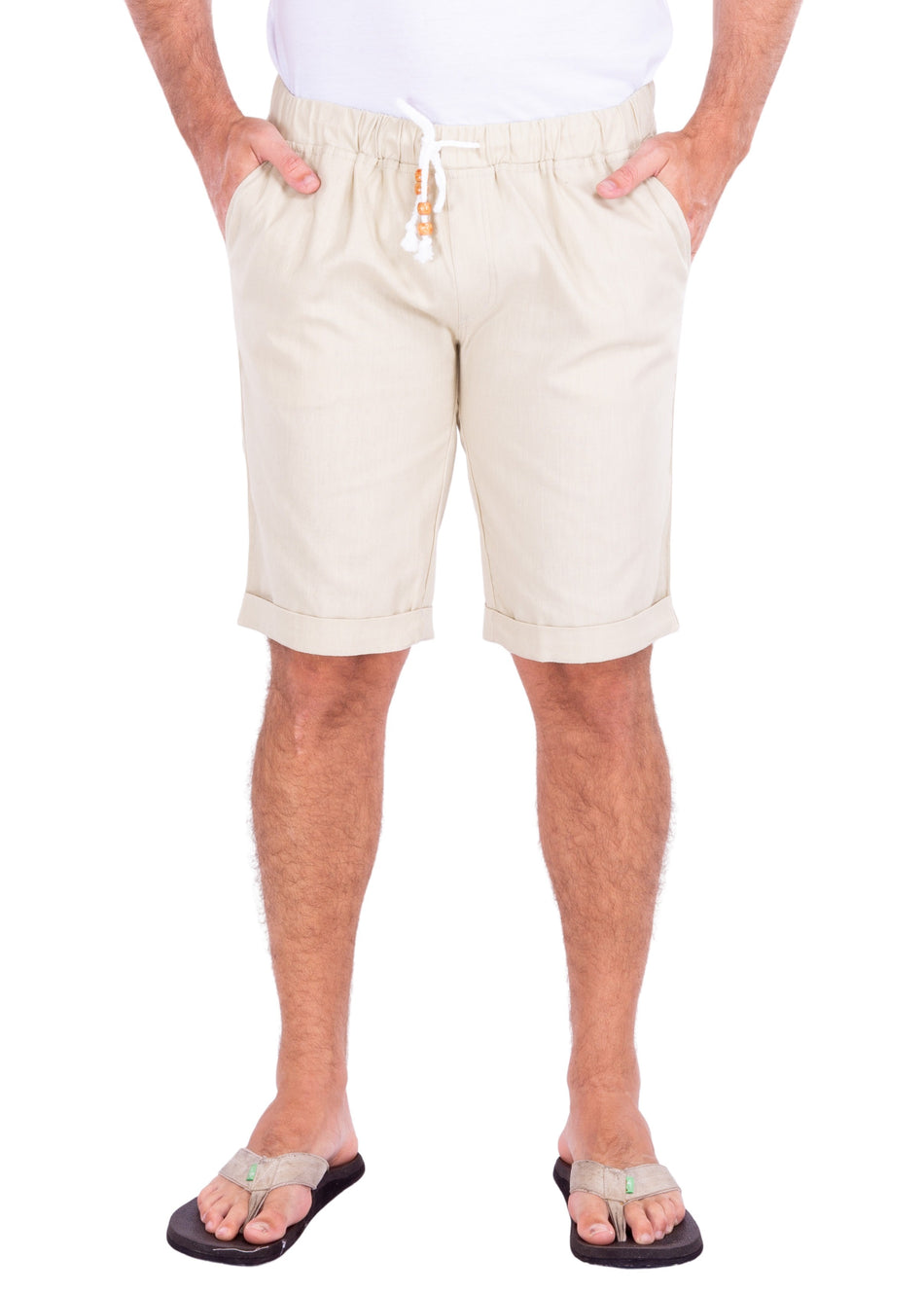 Men's Essentials Linen Drawstring Shorts Solid Khaki