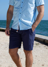 Men's Essentials Linen Drawstring Shorts Solid Navy