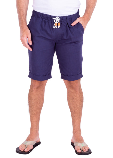 Men's Essentials Linen Drawstring Shorts Solid Navy