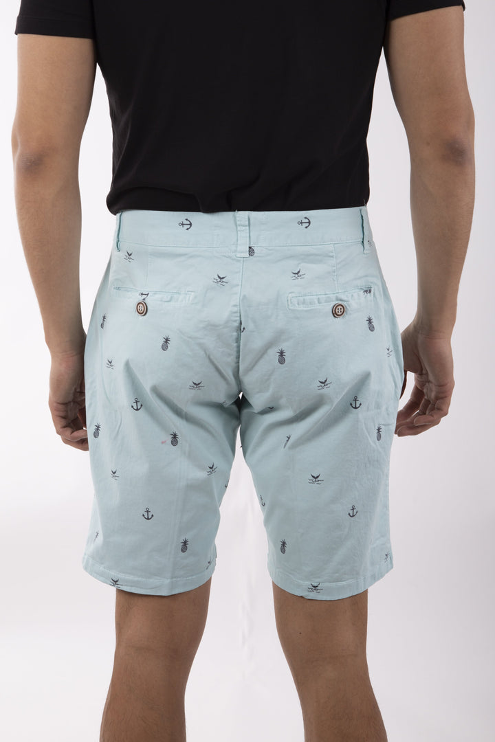 Whale Tail Anchor Print Shorts Mint