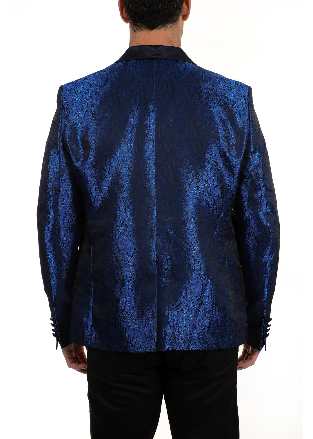 Ornamental Pattern Metallic Evening Blazer Blue