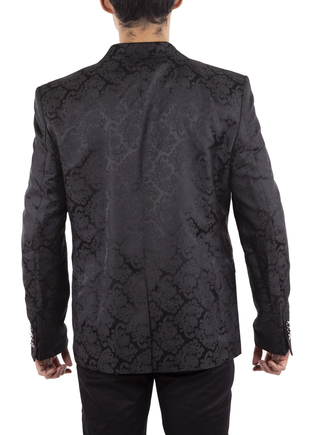 Vintage Floral Pattern Evening Blazer Black