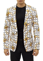 Antique Pattern Evening Blazer White