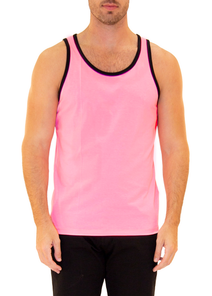 Men's Tank Top Solid Hot Pink Color 100% Cotton