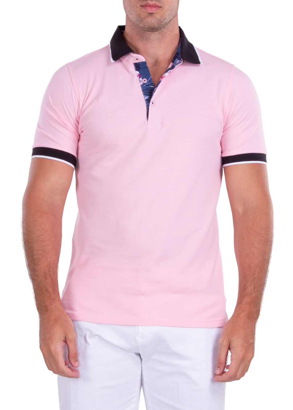 Men s Essentials Pink Short Sleeve Polo Shirt BESPOKE MODA
