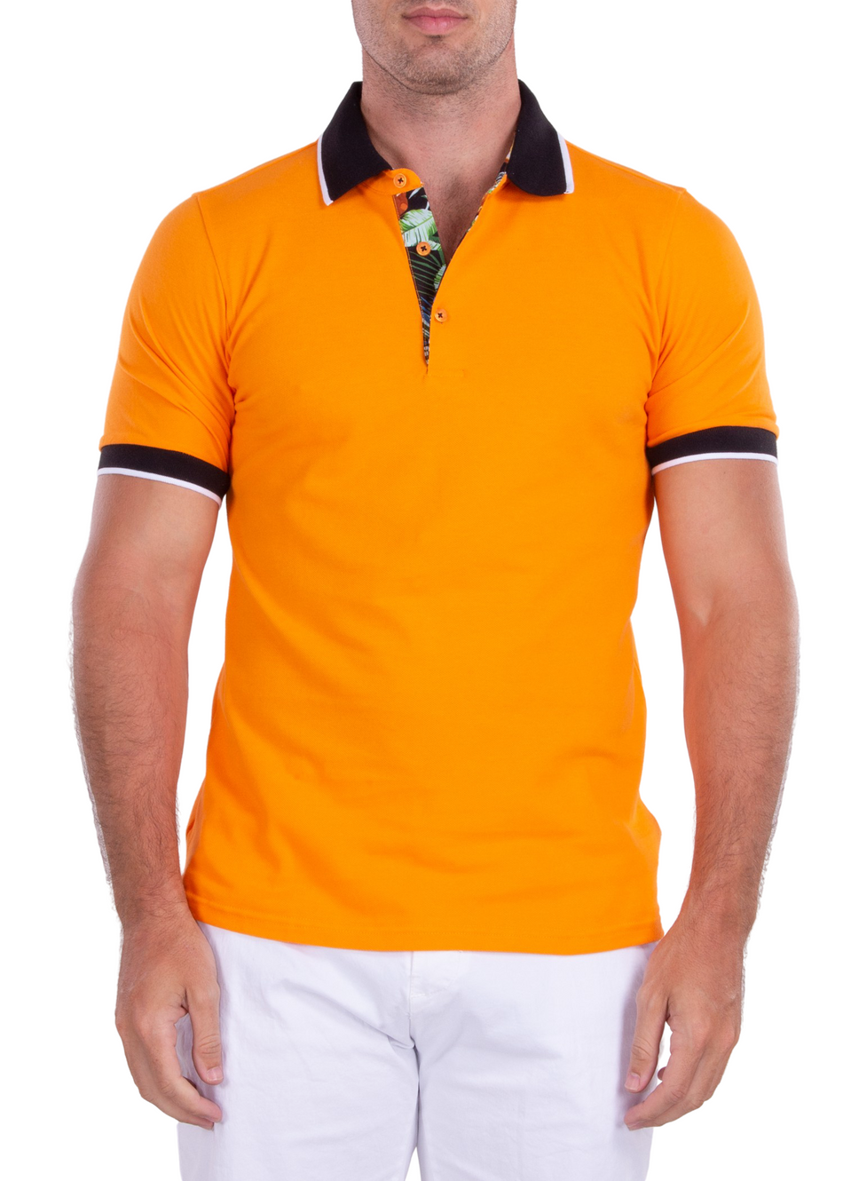 Men s Essentials Short Sleeve Polo Shirt Solid Orange BESPOKE MODA
